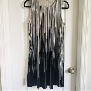 Calvin Klein black and white pleated bodice sleeveless A-line dress size 8